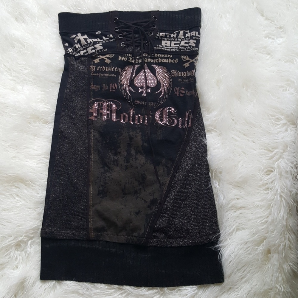 Sexy SALVAGE Strapless Dress Distressed Black M